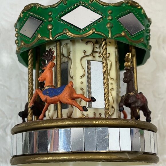 VTG 1991 Noma Carousel Merry Go Round Mirror Christmas Plastic Ornament 4" Tall - Picture 5 of 14